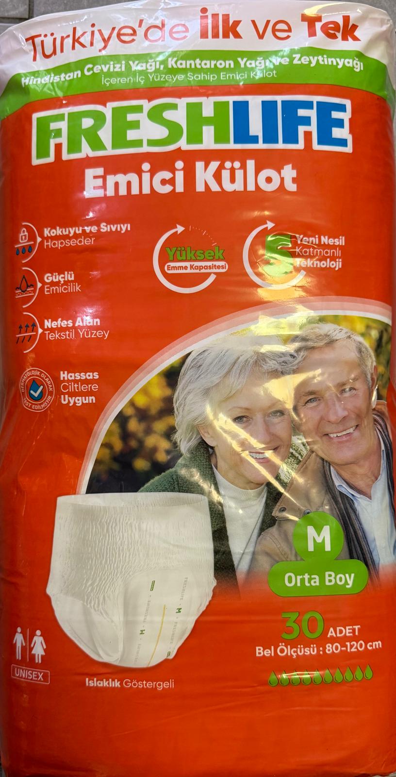FRESHLİFE KÜLOT HASTA BEZİ ORTA BOY 30 ADET